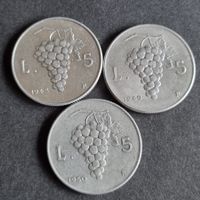3x 5 Lire 1948,1949,1950 Italie