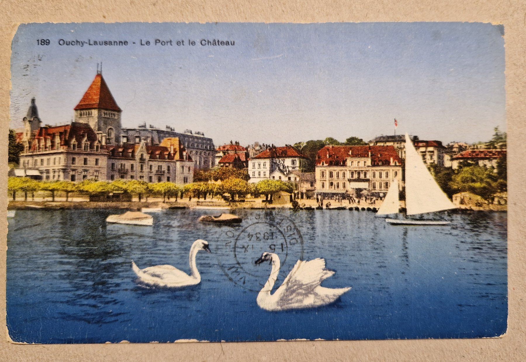 Ansichtskarten: Ouchy-Lausanne 1934 – Gebraucht aus Melchnau von Fishel