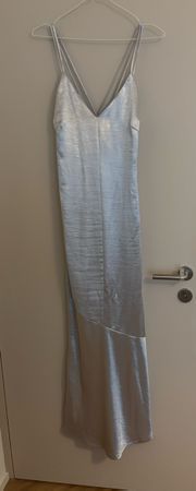 Abendkleid Silber Seide Grösse 42