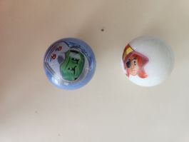 2  Murmel Kugeln Weiss Piraten Gesicht + Grünes  Gesicht