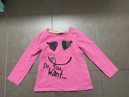 Langarmshirt pink mit Glitzerregenbogenaugen 116