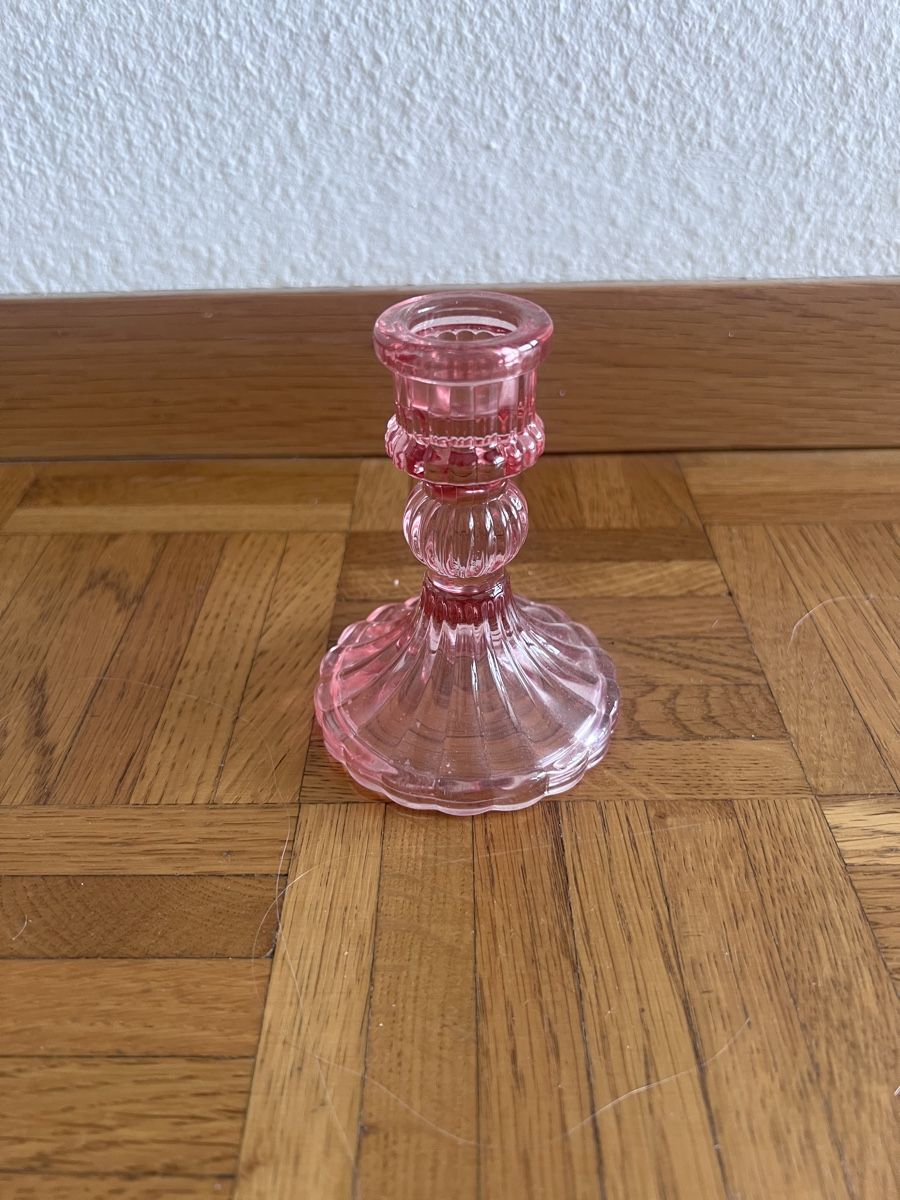 Kerzenständer: Kerzenständer aus Glas, Rosa, inkl. Kerze – Gebraucht aus Neuenhof von UrbanBags 1