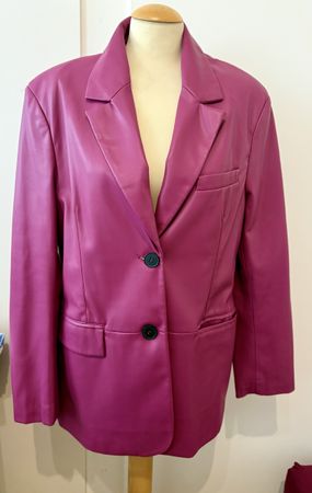 Veste simili cuir rose rouge