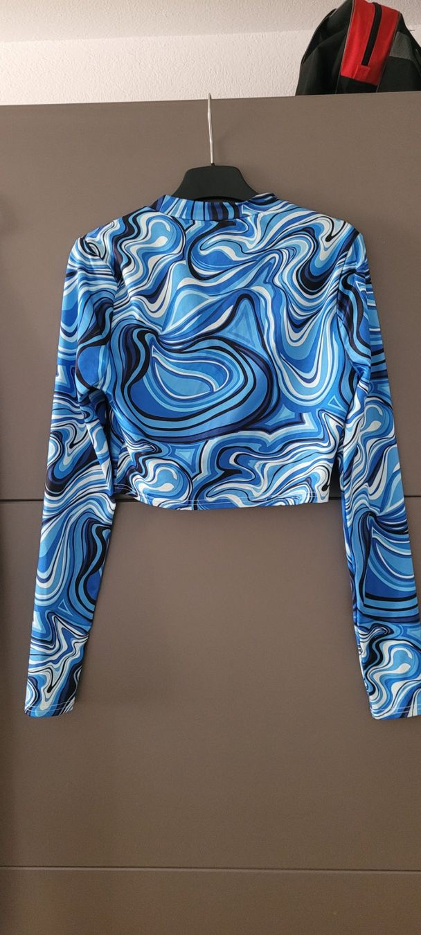 Maillot De Bain 2 Pièces CIKADA Manches Longues - Bleu/blanc Tie-dye, Taille US4, Neuf Avec étiquettes