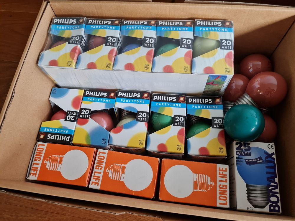 NCC-Licht 100er Set Bunte Glühbirnen - 25W E27 In Rot, Gelb, Grün, Blau, Orange