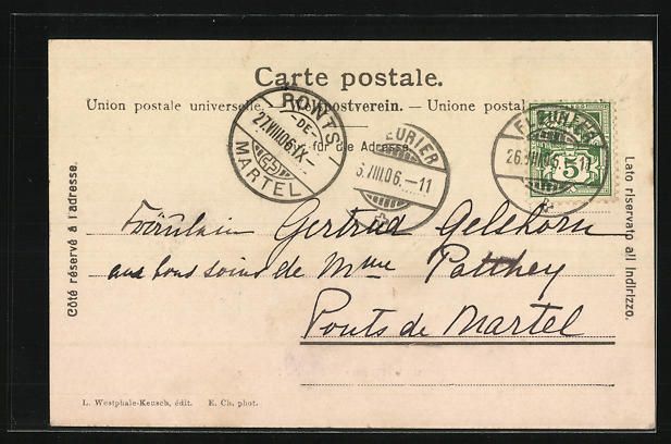 Cartoline postali: AK Fleurier, Rue du Pasquier, 1906 – Usato da Berlin venduto da bartko-reher 1