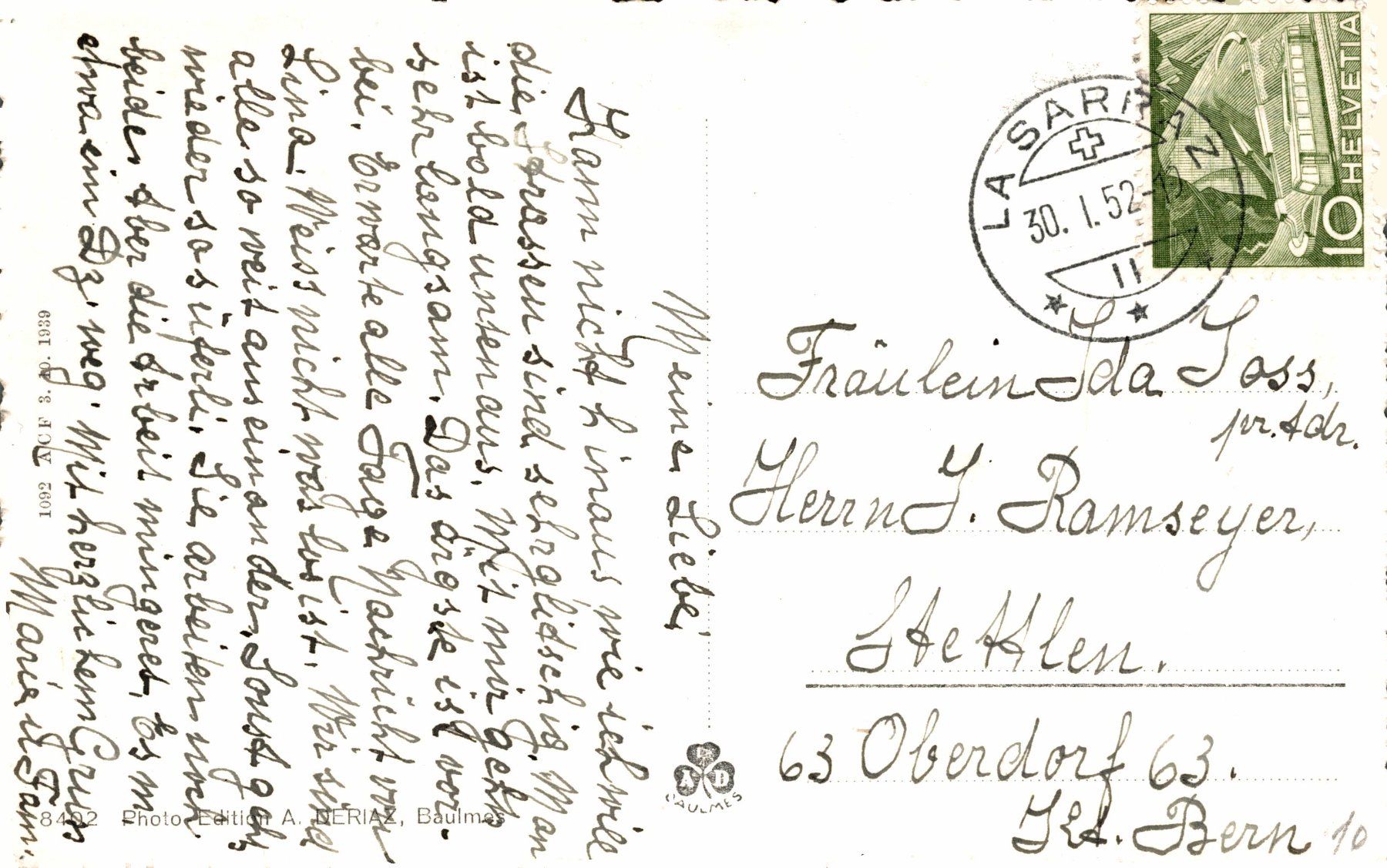 Cartoline postali: Le Sarraz – Usato da Bronschhofen venduto da Astore 1