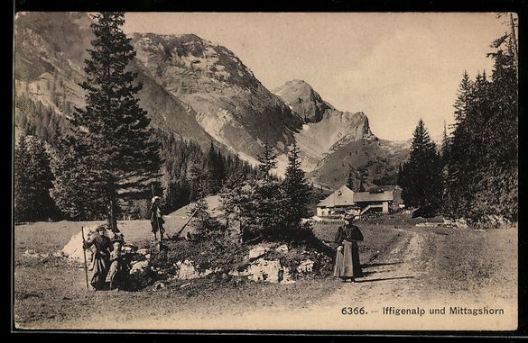 Cartoline postali: Lenk, Iffigenalp, Panorama mit Mittagsho – Usato da Berlin venduto da bartko-reher