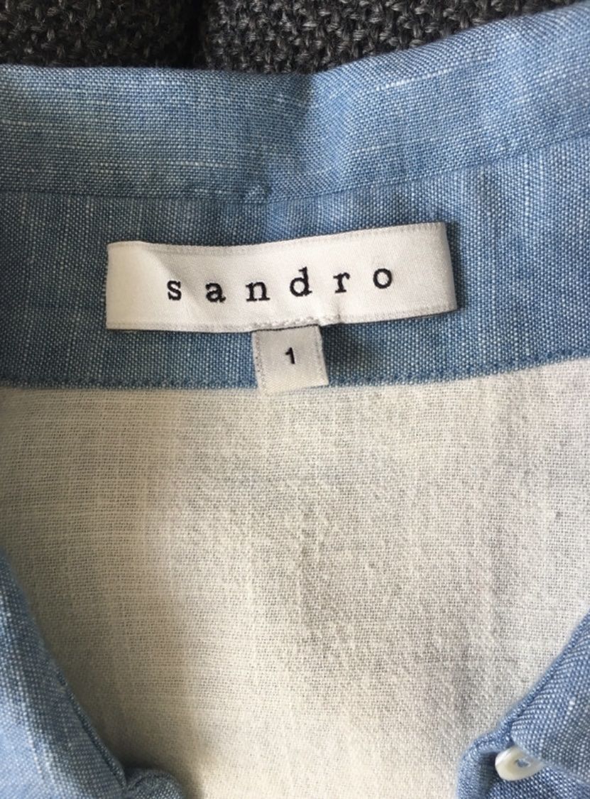 Sandro Camicette: Sandro Jeanshemd Gr. 1 Batikmuster Western Style Bluse – Usato da Zürich venduto da MonGusta 2