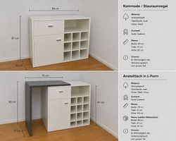 Kommode/Stauraumregal (mit optionalem Anstelltisch)