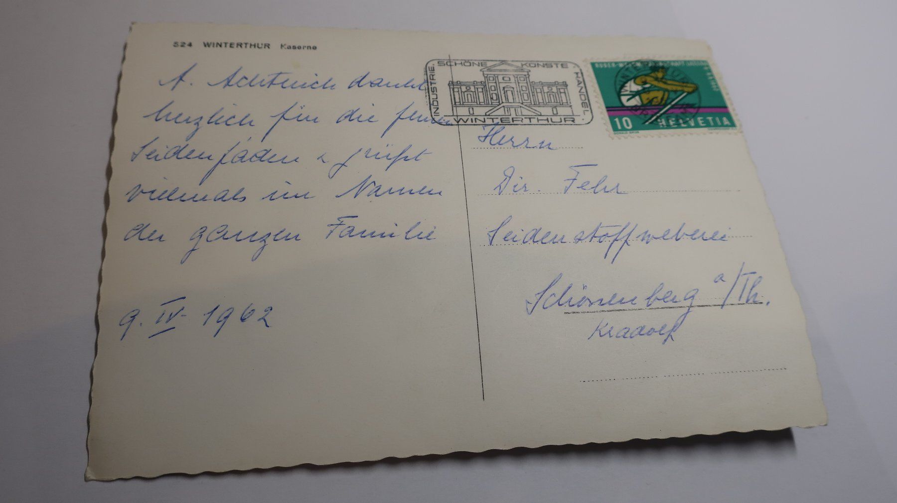 Cartoline postali: Winterthur Kaserne  1962 – Usato da Cormoret venduto da Pascalll2001 4