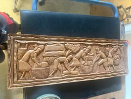 Holzschnitzerei Relief afrikanisch Handarbeit Unikat...