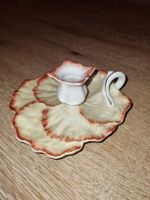 Antiker Kerzenständer Lotusblume Keramik Vintage Shabby Chic