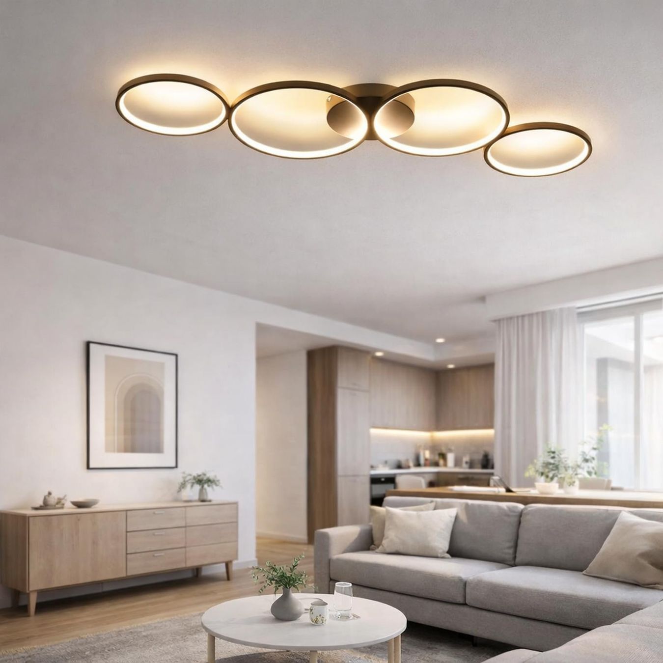 Lampadari & plafoniere: LED Deckenleuchte Deckenlampe Designlampe 4 Ringe 37W 3000K – Nuovo e nell'imballaggio originale da Basel venduto da EchoPeak 5