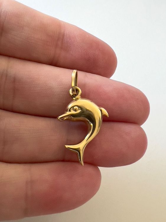 Ciondoli: Goldener Delphin Anhänger, 750 / 18K Gold - 1.53 g – Usato da Merenschwand venduto da stardust.12 2
