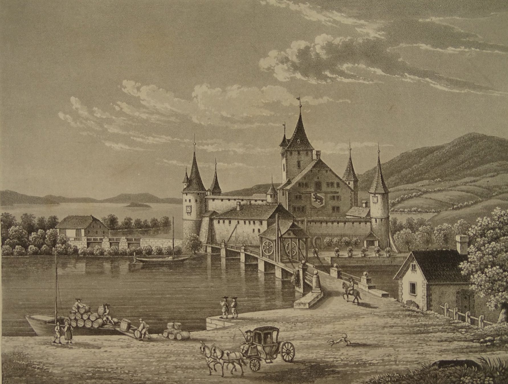 Incisioni: NIDAU, AQUATINTA 1857 – Usato da Grüningen venduto da Kartensammler 2