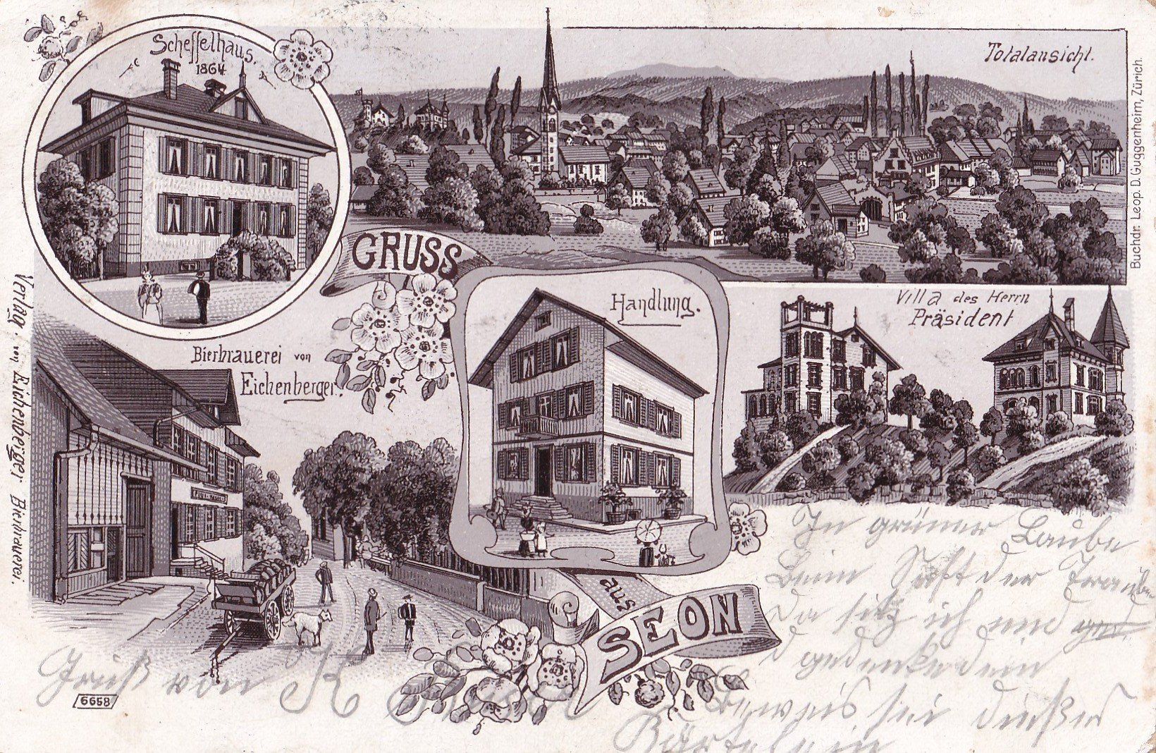 Cartoline postali: Seon Lithografie Bierbrauerei von Eichenberger Handlung etc. – Usato da Olten venduto da clotaldi