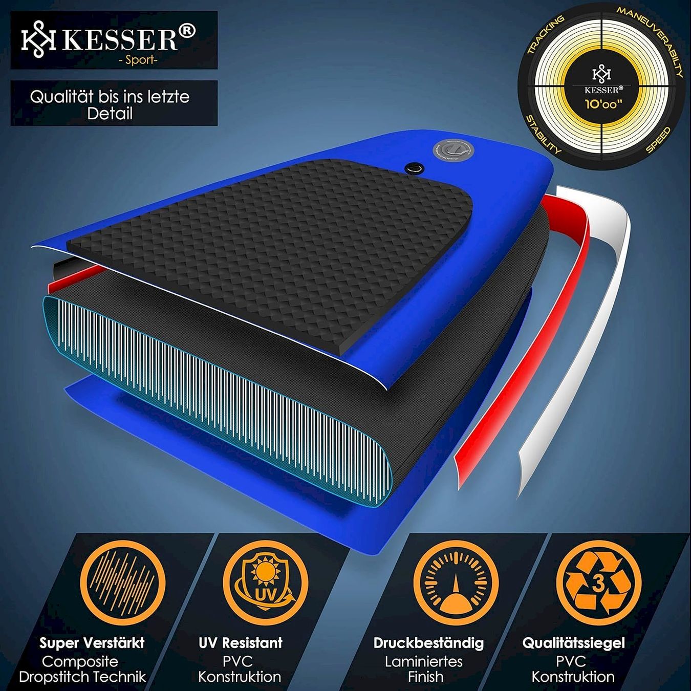 Surf: KESSER Aqua SUP Board Set 320cm blau – Nuovo e nell'imballaggio originale da Bottighofen venduto da zaap 2