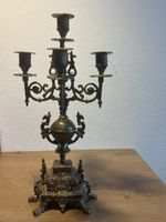 Antiker Bronze-Kandelaber 5-armig mit Tierfiguren