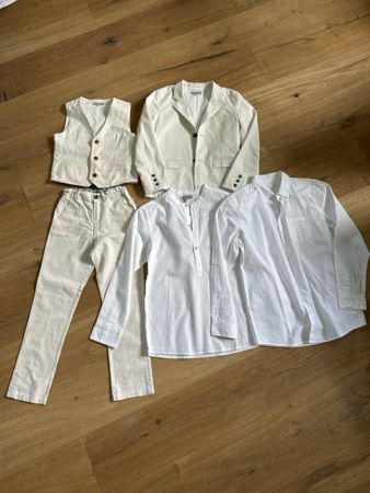 Ensemble costume été garçon 5 pièces beige/blanc 128-134 cm