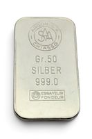 Argor SA Chiasso Silberbarren 50 g Feinsilber 999
