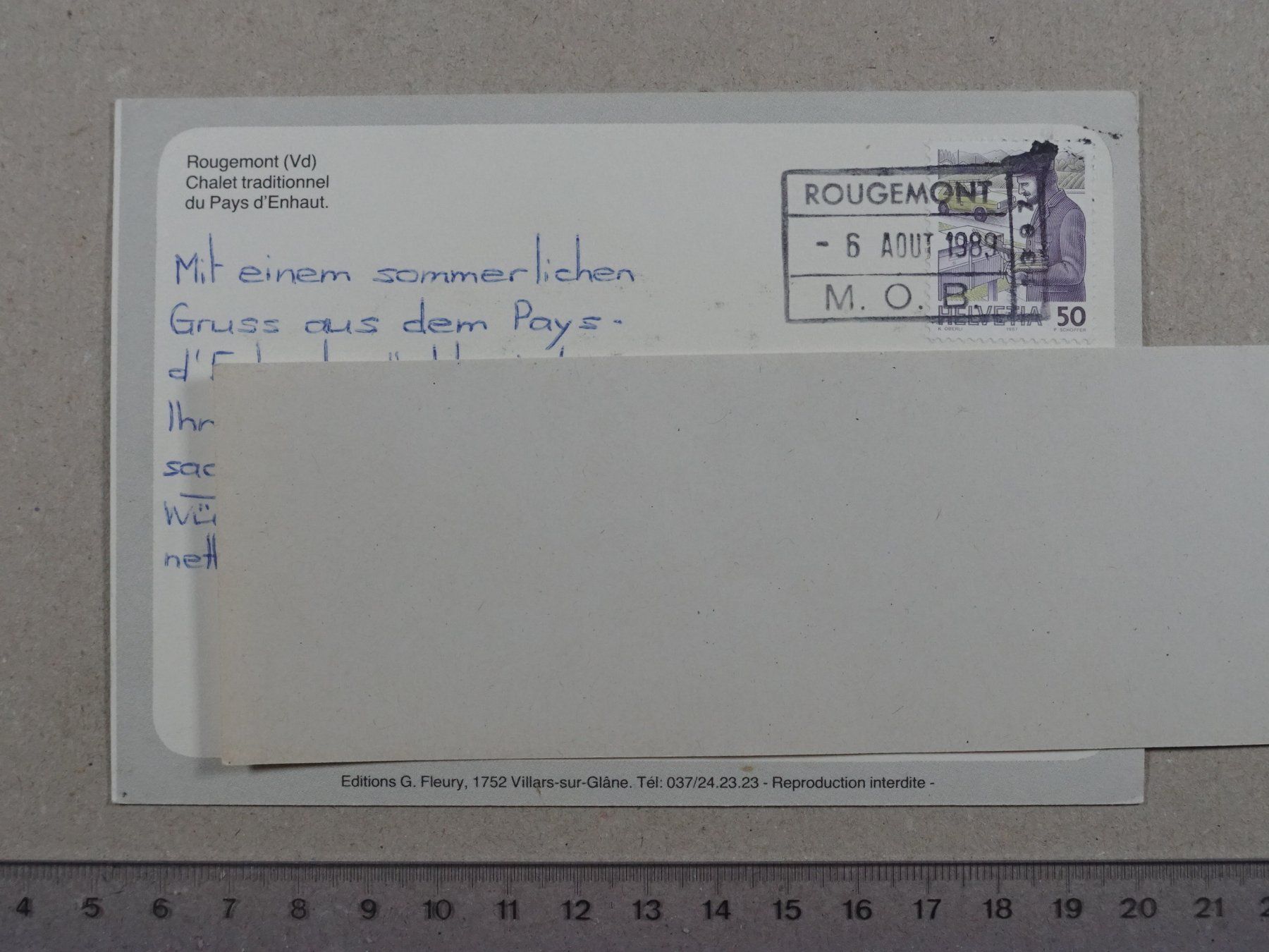 Ansichtskarten: Rougemont, Chalet, 1989, M.O.B. Stempel – Gebraucht aus Lenzburg von fh1 1