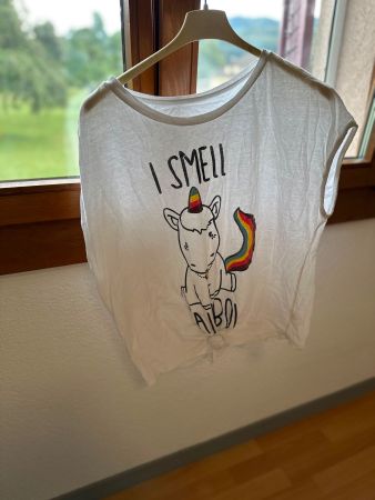 Maglietta bianca con stampa unicorno taglia S