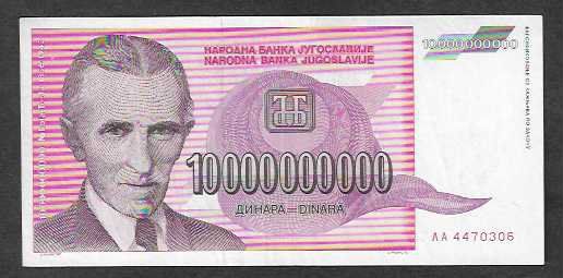 Banknoten: Yugoslavia  10  Miliardi  1993  Gebraucht – Gebraucht aus Gordola von coinsandnotes