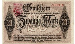 Annaberg 20 Mark Stempel+KN rot 01.11.1918 SS++-VZ