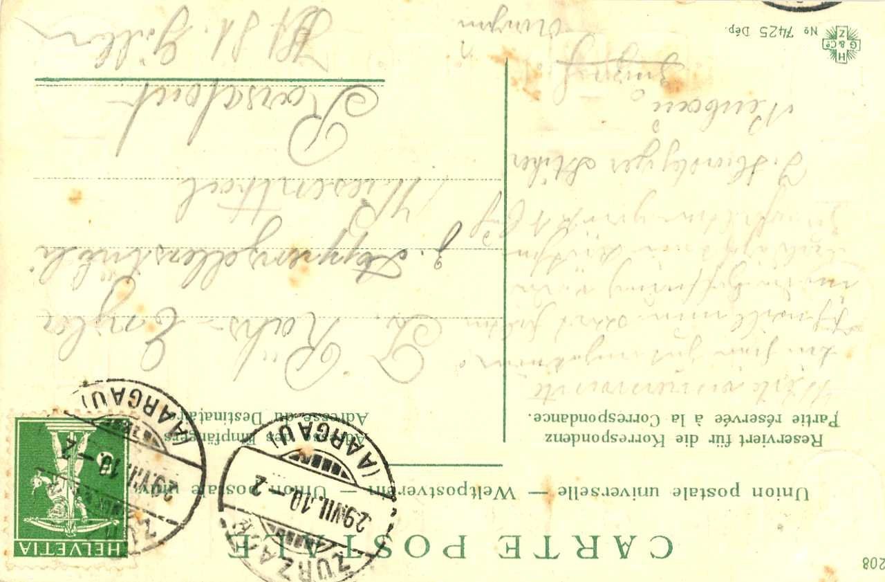 Cartoline postali: Zurzach Passpartout Litho 1910 – Usato da Dallenwil venduto da montem63 1