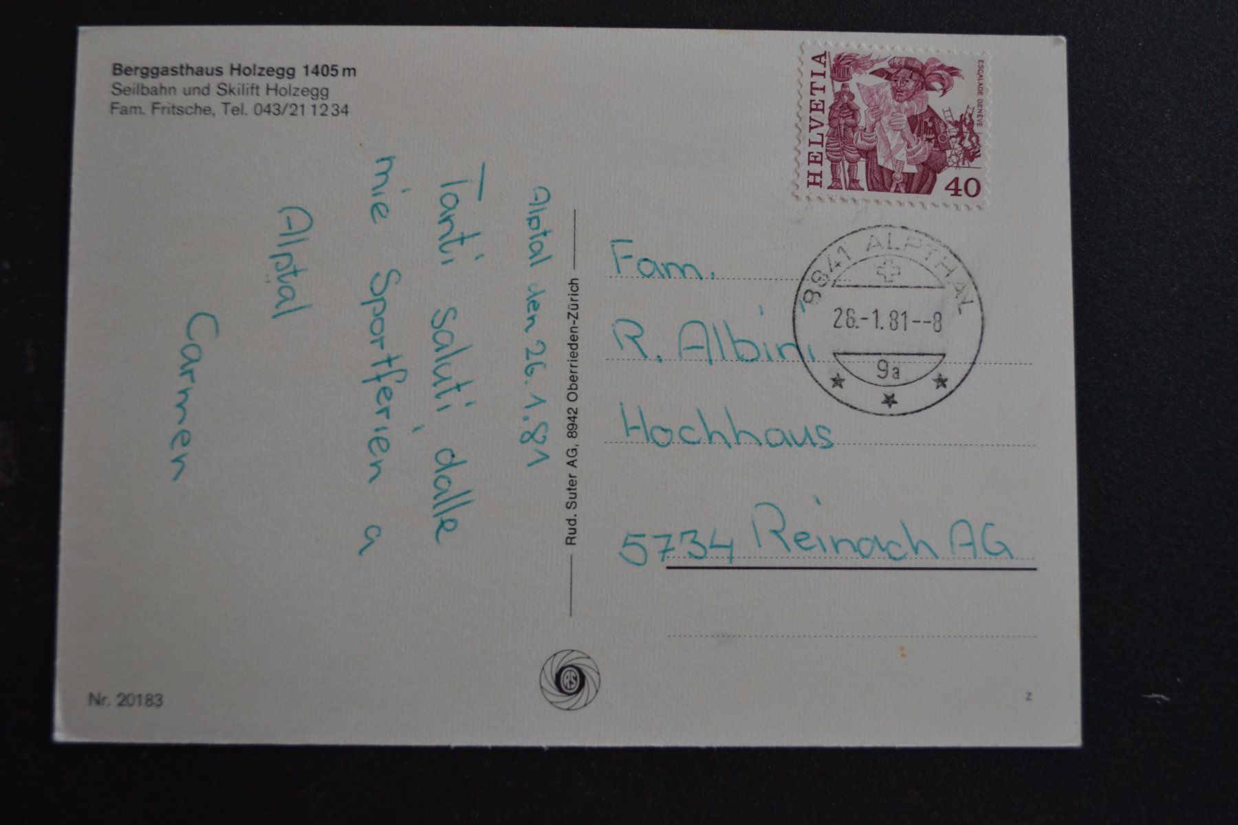 Cartoline postali: AK Berggasthaus Holzegg SZ – Usato da Beinwil am See venduto da kajak55 1