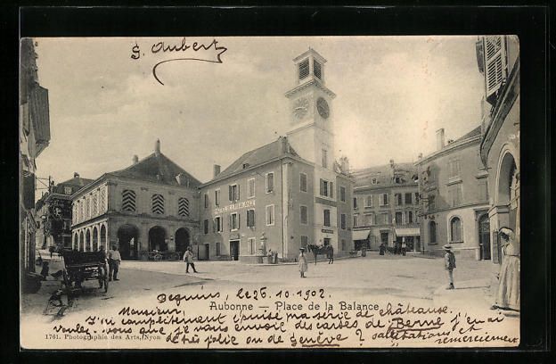 Cartoline postali: AK Aubonne, Place de la Balance, 1902 – Usato da Berlin venduto da bartko-reher
