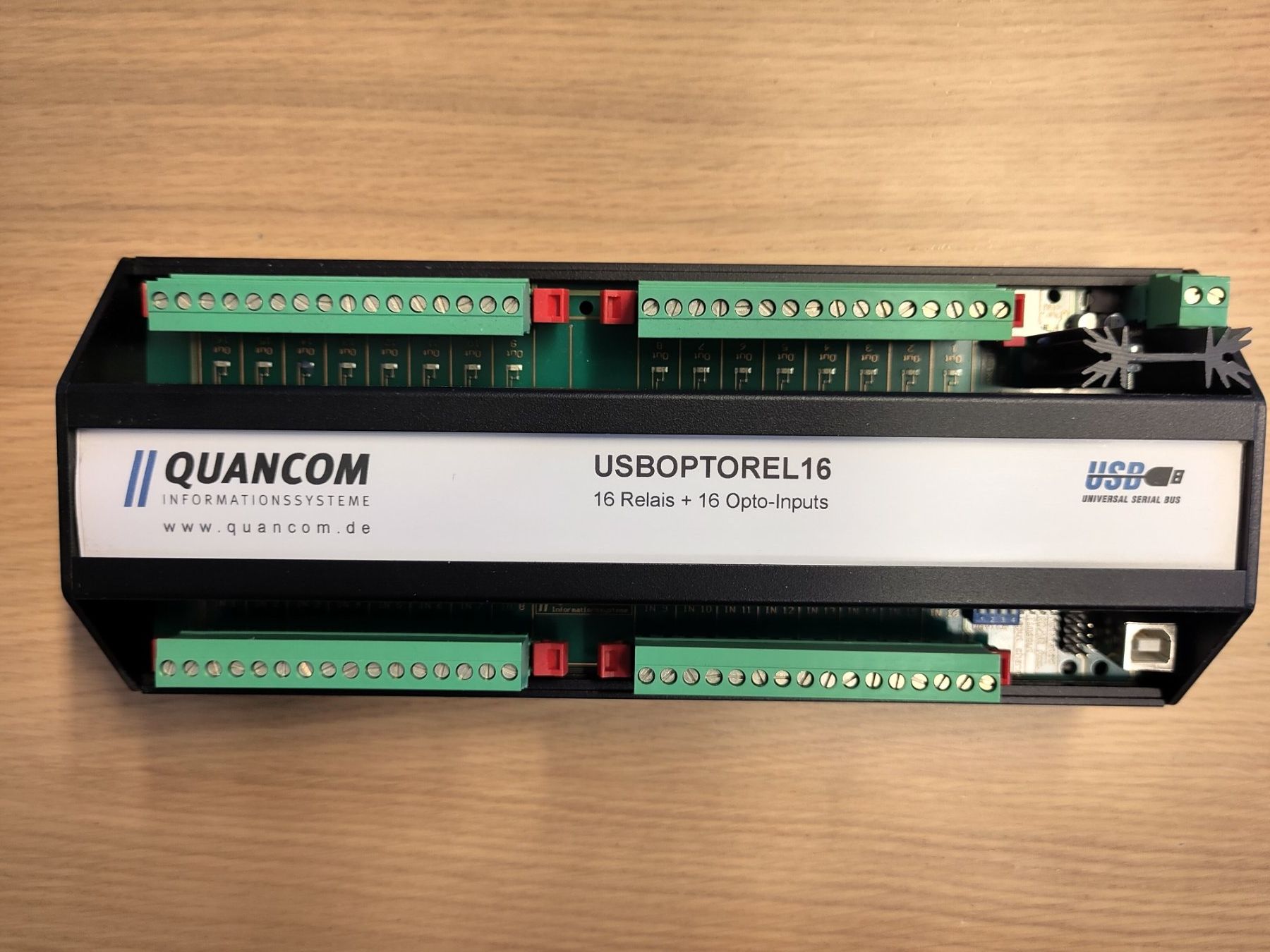 Componenti elettronici: Quancom USBOPTOREL16: 16 Relais + 16 Opto-Inputs – Usato da Villars-sur-Glâne venduto da nmrc39