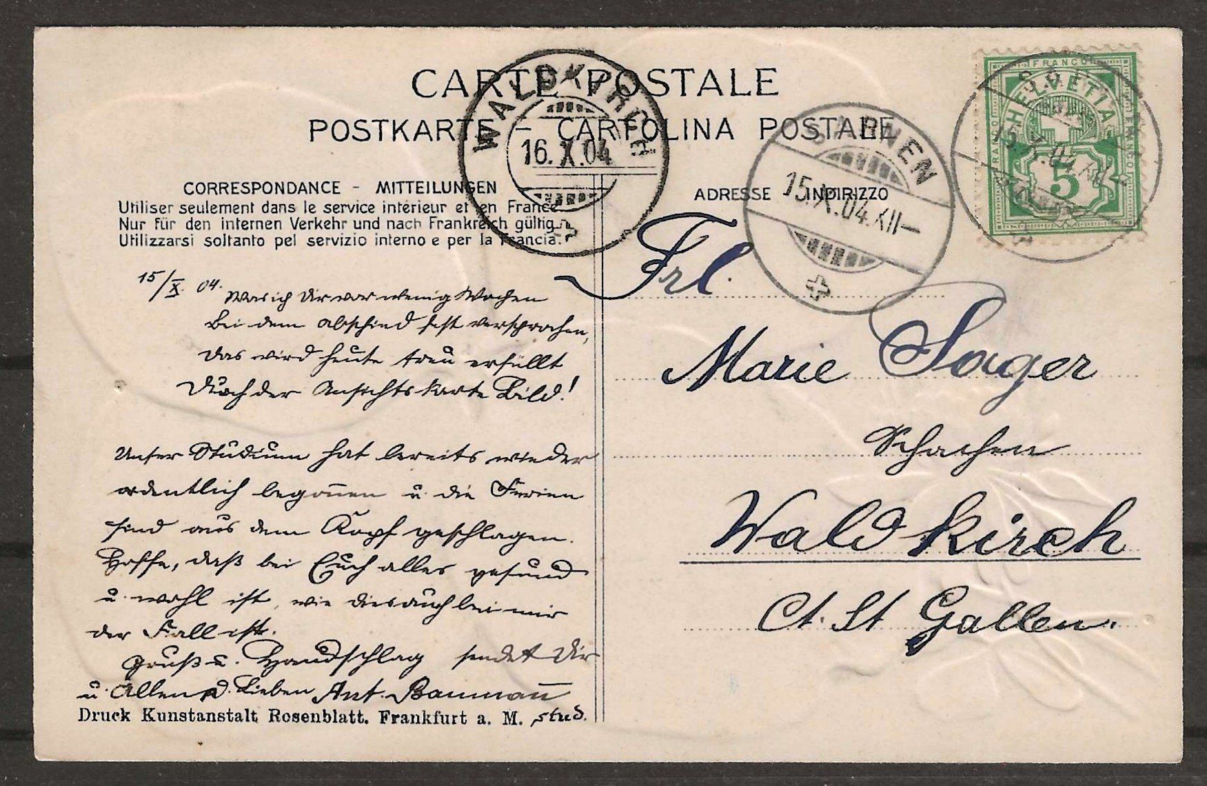 Cartes postales: 1904 : Ansichtskarte  " Gruss aus Sarnen " – D'occasion à Gümligen par Geniusbuy 1