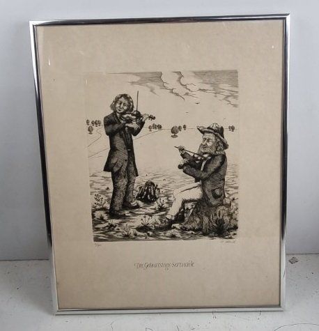 Grafica & Litografie: Die Geburtstags Serenade von Peter Streich Radierung – Usato da Flums venduto da Flumsantik