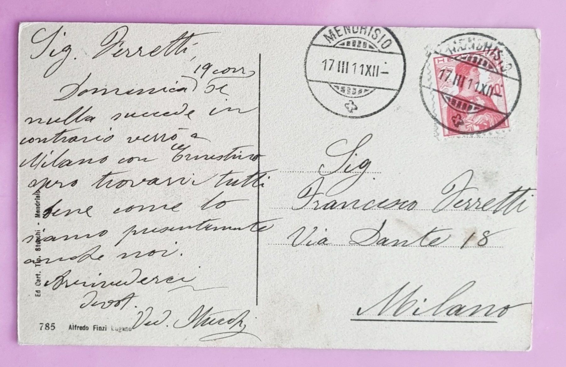 Cartoline postali: Mendrisio - Tramway - Ferrovia - Riva St. Vitale - 1911 – Usato da Rothrist venduto da RROENK 1