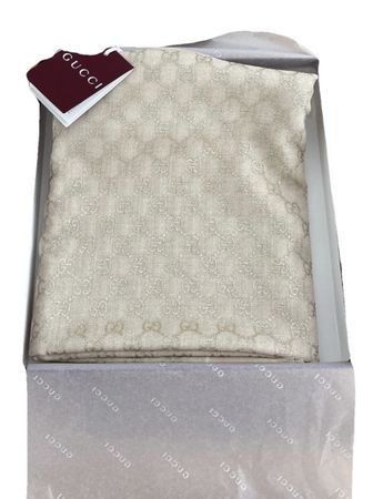 GUCCI scarf beige monogram logo with box new with tag