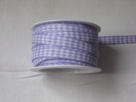 Karoband flieder/weiss Polyester 1cm breit
