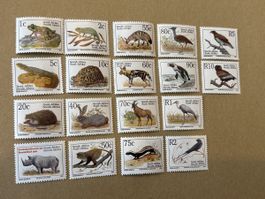 Südafrik. Tierwelt: Samml. von 18 Briefmarken Südafrika