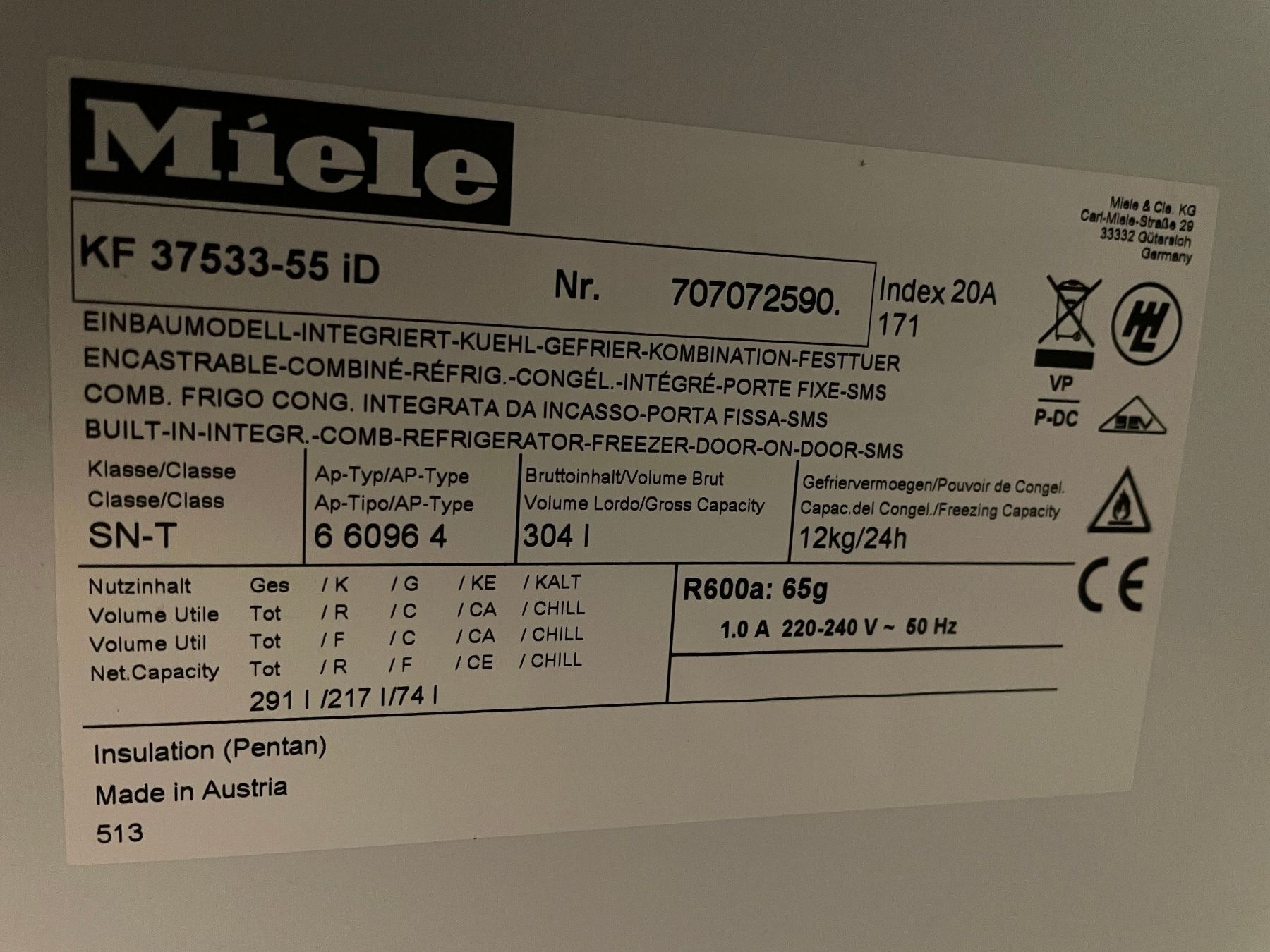 Miele Kühlschrank: Frigo Miele – Gebraucht aus Verbier von pal_t2xh 1
