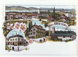Gruss aus Kreuz-Stäfa, ZH - (sehr rare Lithographie um 1900)