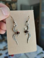 Handgemachte Silber Ohrringe mit Granat Edelsteinen, neu!