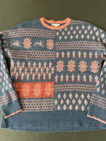 Pull White Stuff en laine motif géométrique bleu taille M/L