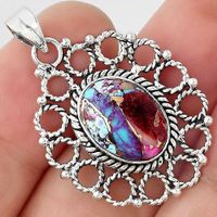 SALE Kupfer Türkis Anhänger 925 Silber Pendentif Argent Styl