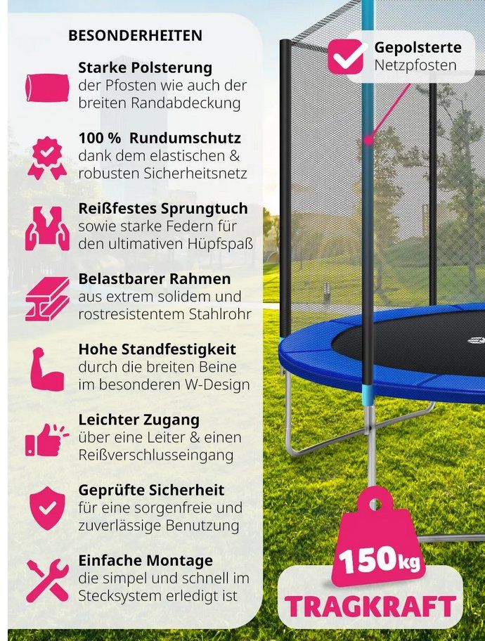 Trampolini: Trampolin mit Sicherheitsnetz 305cm – Nuovo (secondo la descrizione) da Steinhausen venduto da Retourenprofis 7