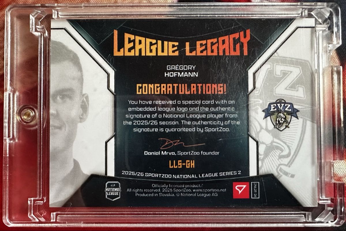Sportzoo Carte collezionabili: Gregory Hofmann - League Legacy signed 7/9 – Nuovo (secondo la descrizione) da Bremgarten b. Bern venduto da sisec17 1
