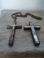Rosenkranz + Kreuz Holz Perlmutt / 19Jh. Jerusalem Kloster