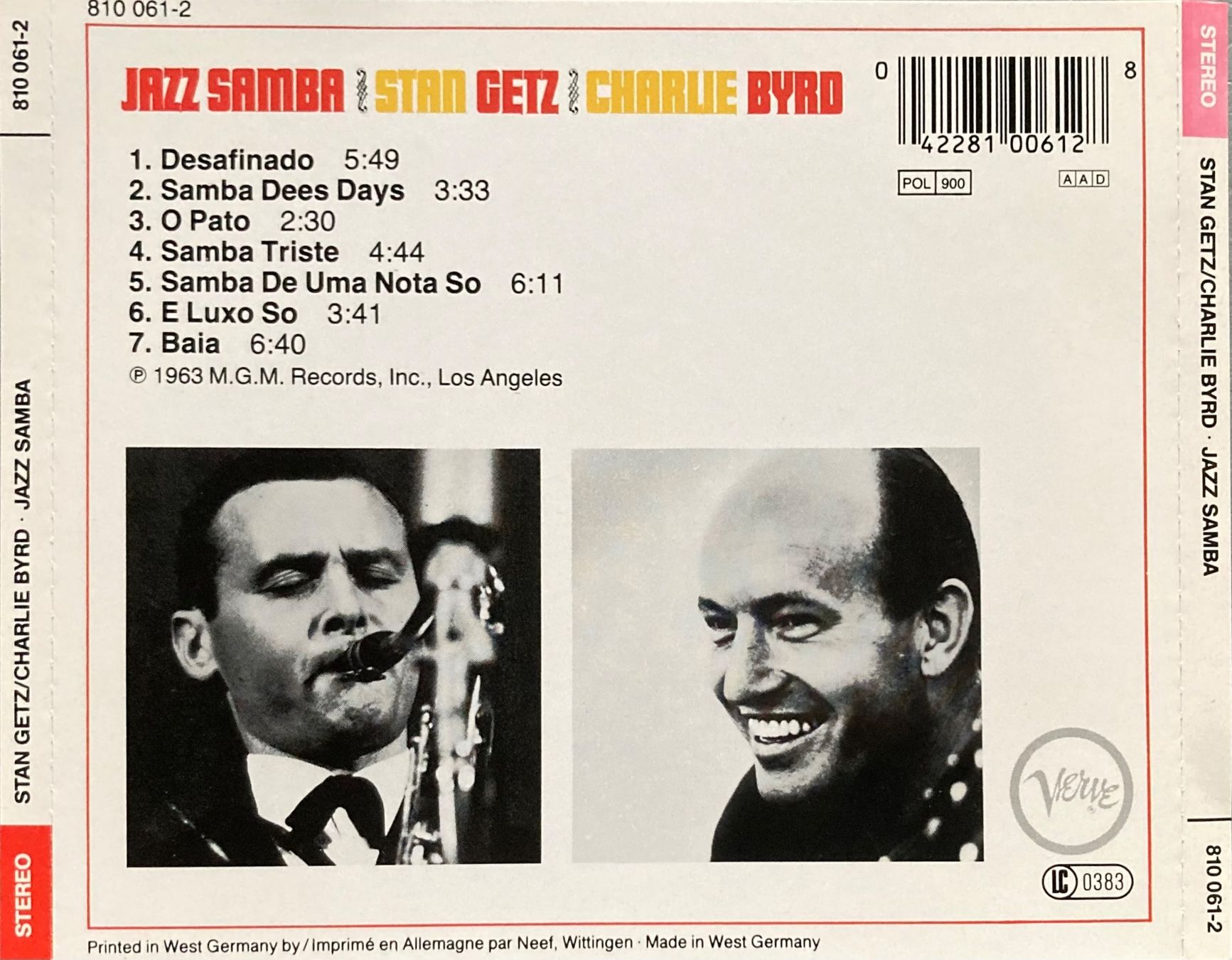 Vinyles: STAN GETZ / CHARLIE BYRD - JAZZ SAMBA – D'occasion à Poliez-Pittet par Newtown-Records 1