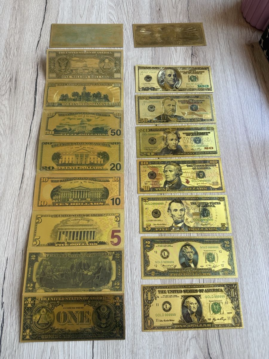 Banconote: Goldfarbene US-Dollar Souvenirnoten Set – Usato da Wettingen venduto da Ni_la_lo 1