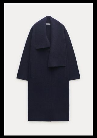 100% wool coat Zara S navy blue
